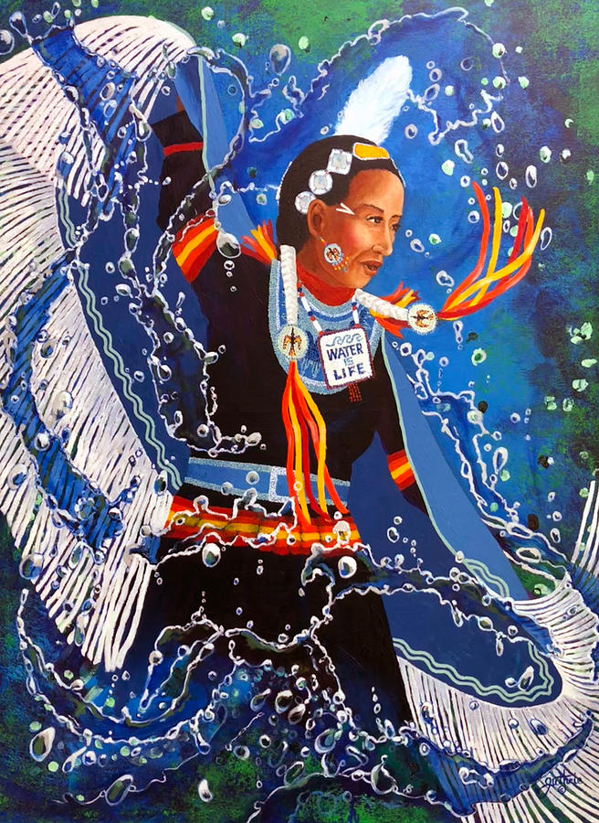 Snake Painting - Water is Life - Fancy Shawl Dancer by John Guthrie