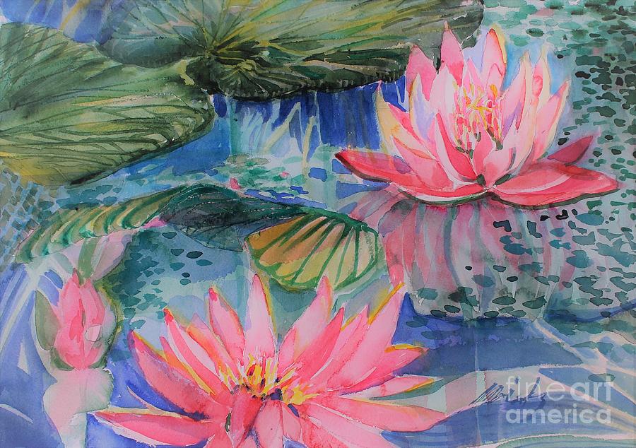 Water Lilies and Algae, Painting by Mindy Newman