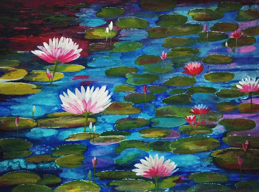 Water lilies Painting by Anuradha Kabra - Fine Art America