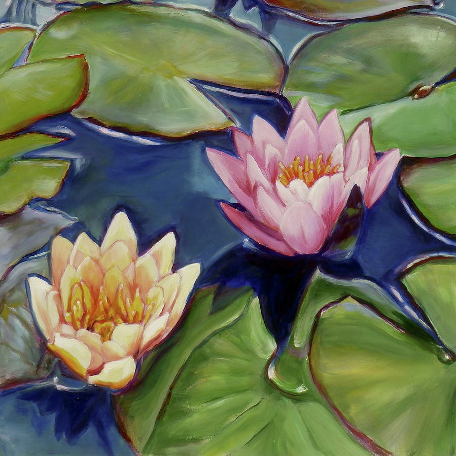 Water Lilies detail A Painting by Sheila Diemert - Fine Art America