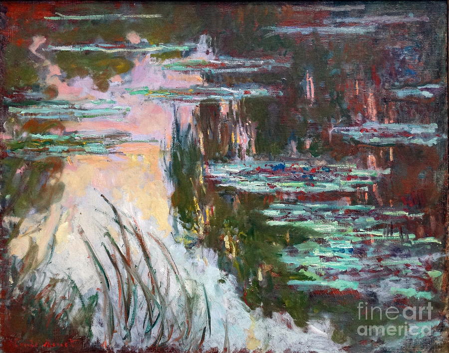 Water Lilies, Setting Sun, 1907 Painting by Claude Monet