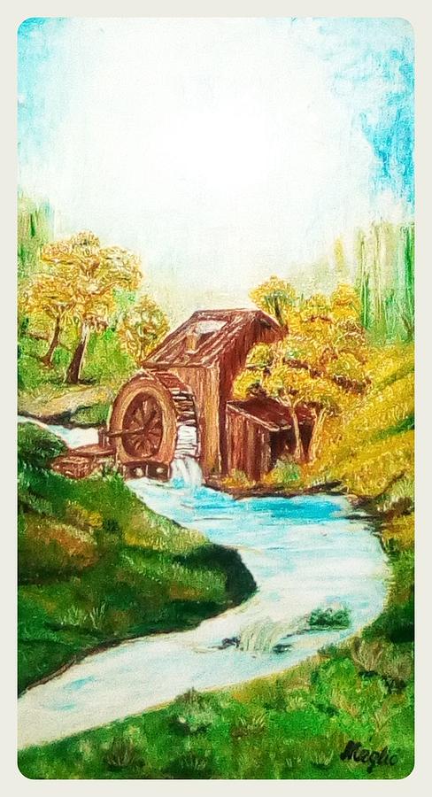 Water mill Painting by Marjan Meglic - Fine Art America