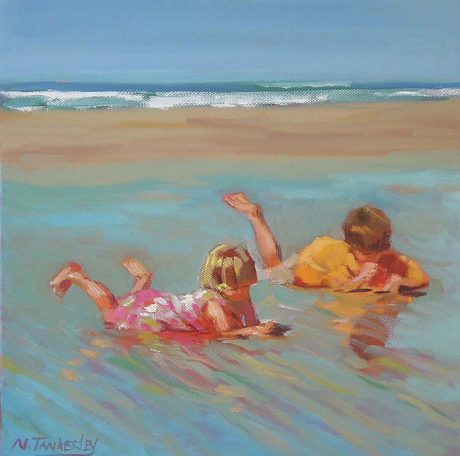 Sunset Painting - Water Play by Nancy Tankersley