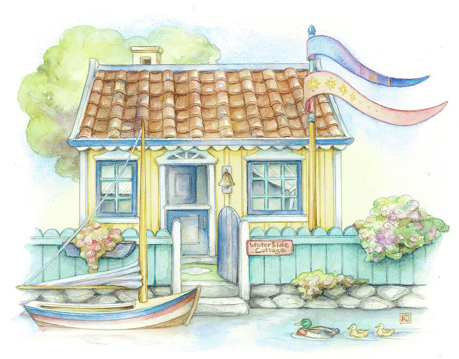 Cottage Painting - Water Side Cottage by Kim Jacobs