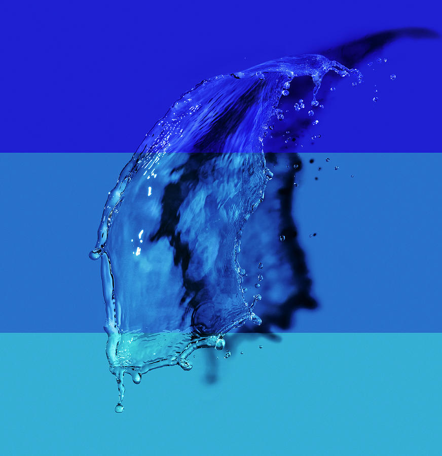 Water Splash On Colored Stripe Photograph by Biwa Studio
