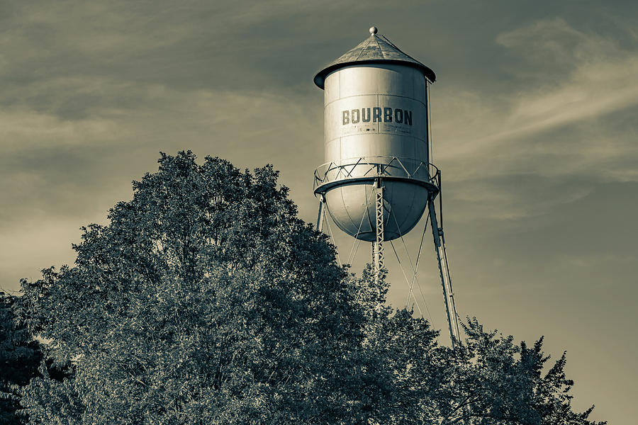 Water Tower Bourbon Whiskey Sepia Landscape Photograph by Gregory Ballos