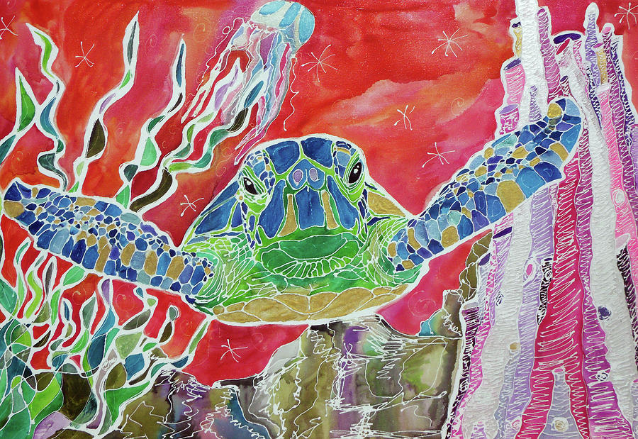 Turtle Painting - Water Wings by Lauren Moss
