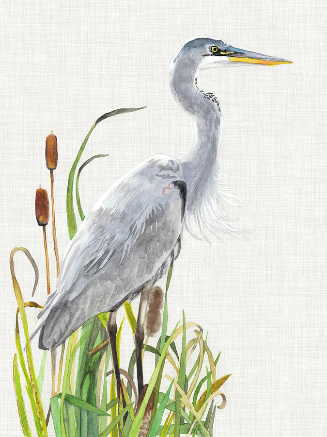 Waterbirds & Cattails I Painting by Naomi Mccavitt