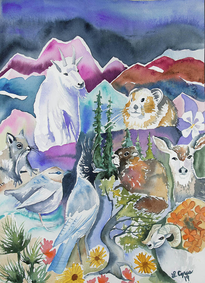 Watercolor - A Rocky Mountain Ecosystem Painting