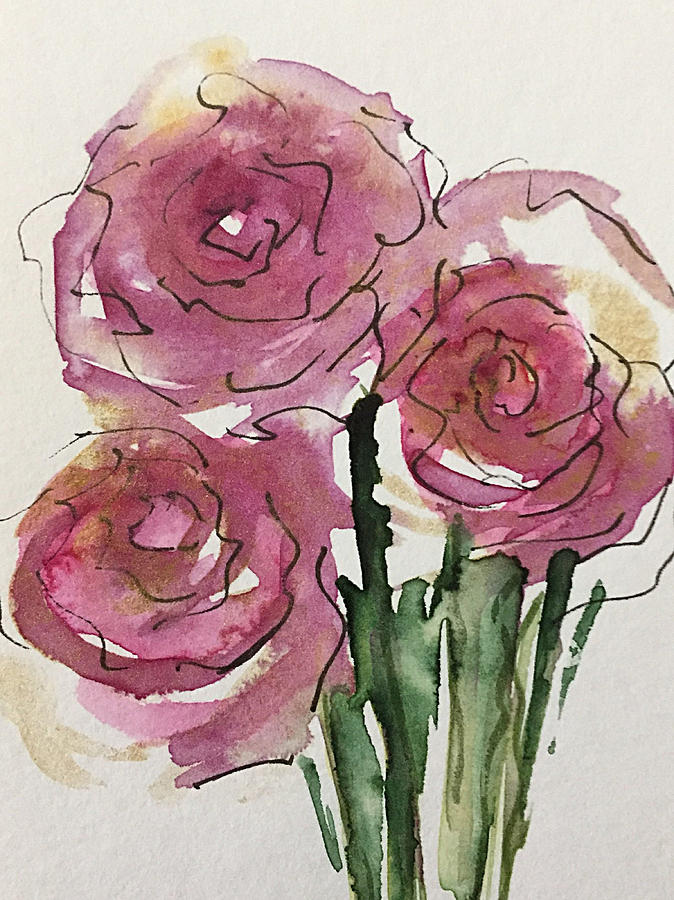 Watercolor Abstract Roses Painting by Britta Zehm