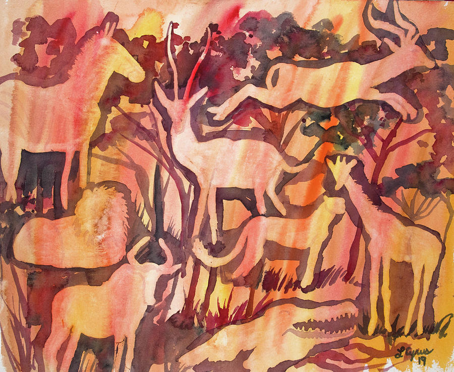 Watercolor - African Savanna Design Painting by Cascade Colors