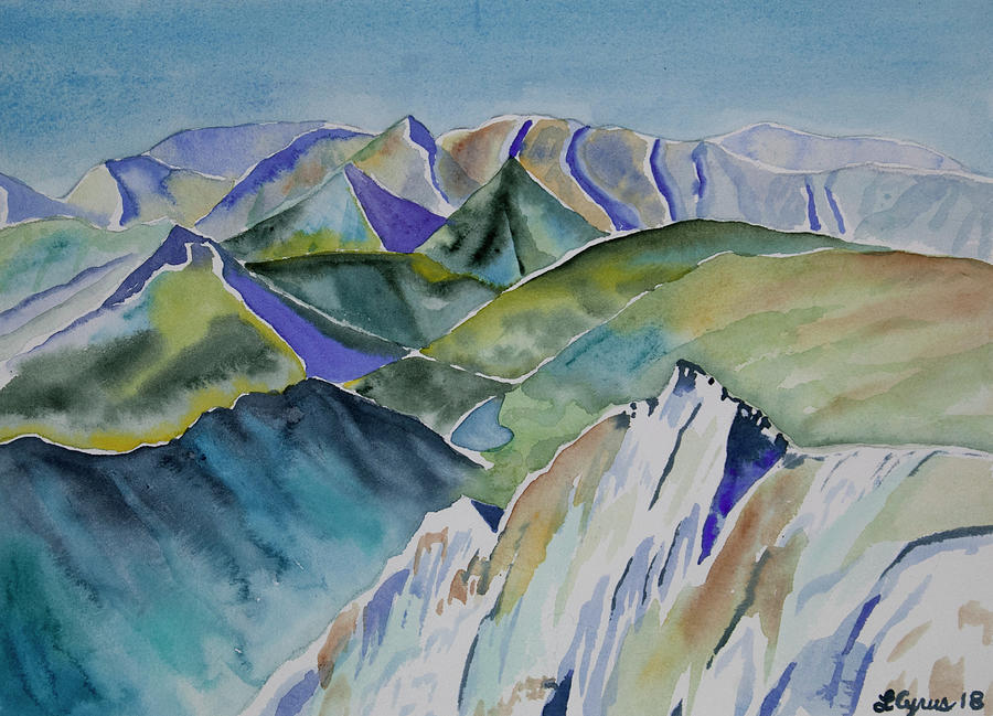 Watercolor- Alpine View from Atop Snowmass Painting by Cascade Colors