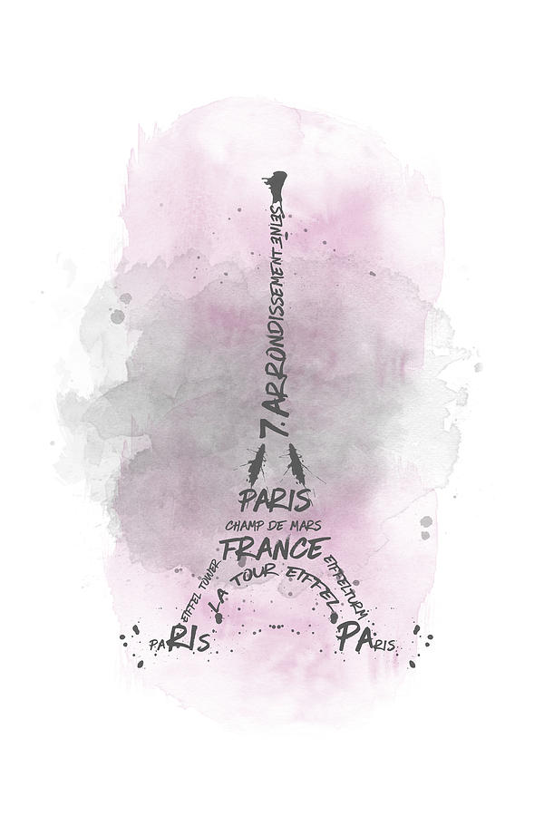 Watercolor Art Eiffel Tower - pink Digital Art by Melanie Viola