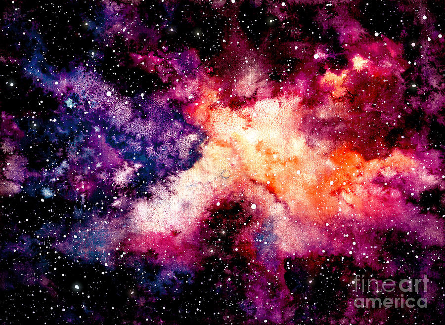 Magic Digital Art - Watercolor Background With Outer Space by Nebula Cordata