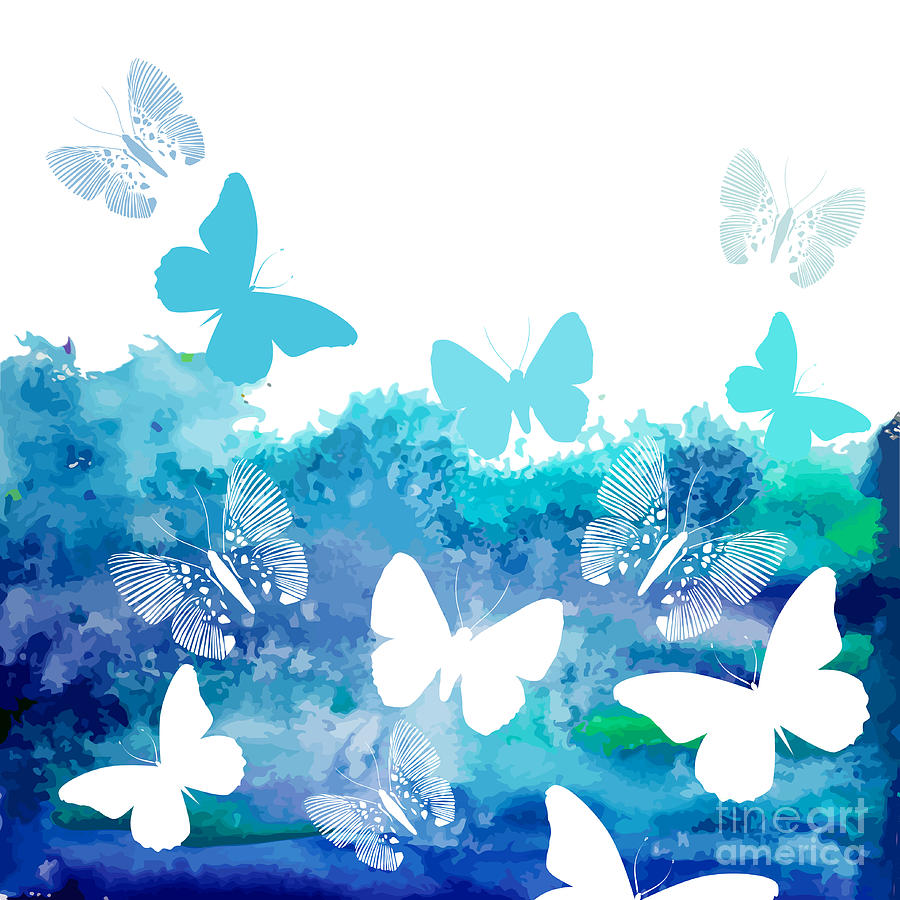 Delicate Digital Art - Watercolor Blue Background by Ihnatovich Maryia Delicate Digital Art - Watercolor Blue Background by Ihnatovich Maryia