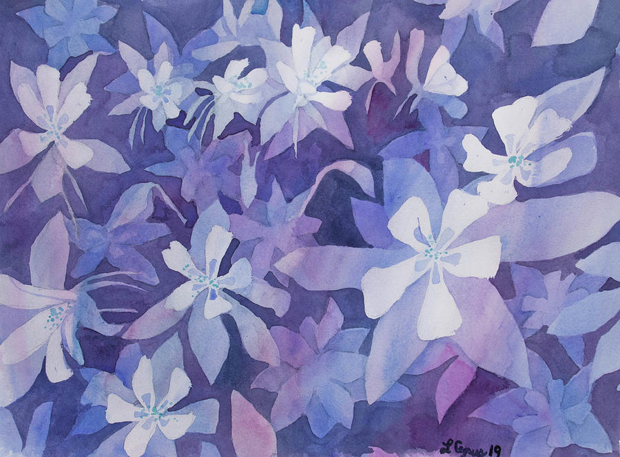 Watercolor - Blue Columbine Design Painting by Cascade Colors Watercolor - Blue Columbine Design Painting by Cascade Colors