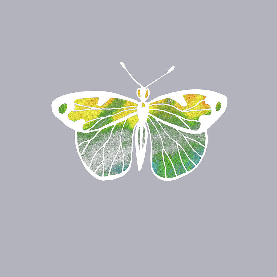 Watercolor Butterfly On Gray VI Painting by Irina Sztukowski