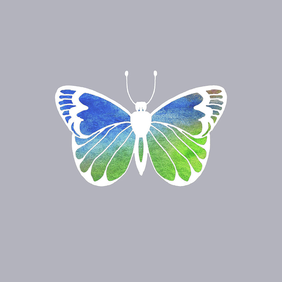 Watercolor Butterfly On Gray VIII Painting by Irina Sztukowski