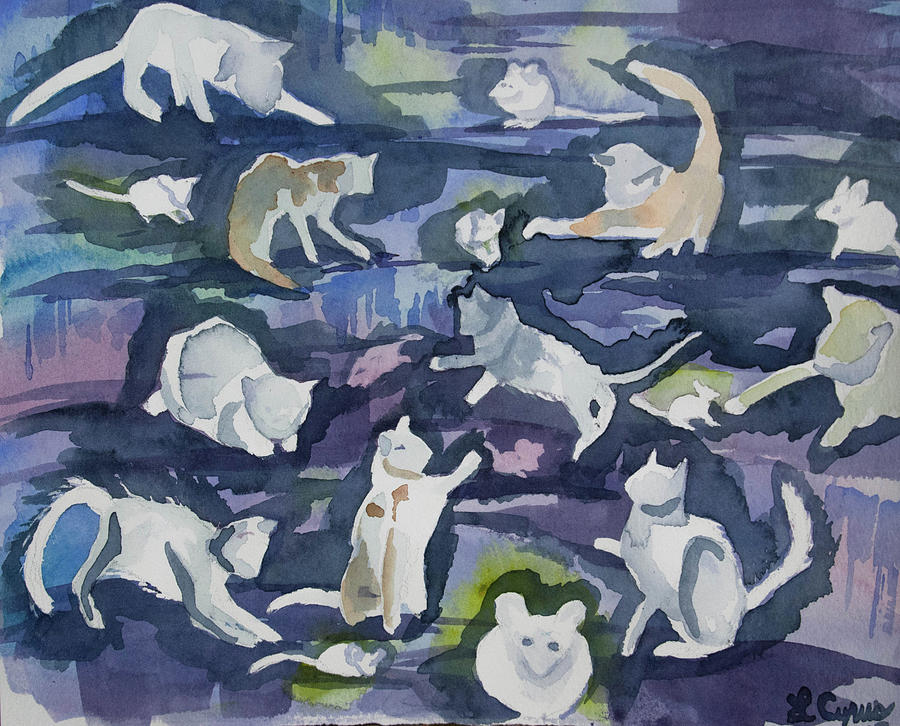 Watercolor - Cat and Mouse Design Painting by Cascade Colors