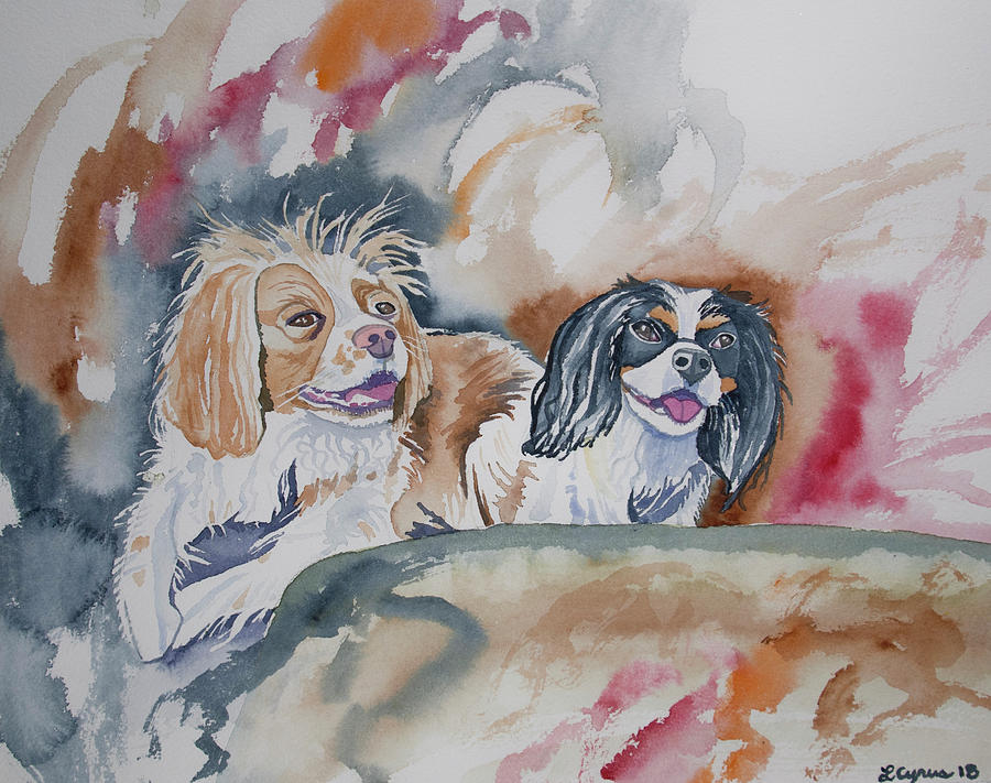 Watercolor - Cavalier King Charles Spaniels Painting by Cascade Colors