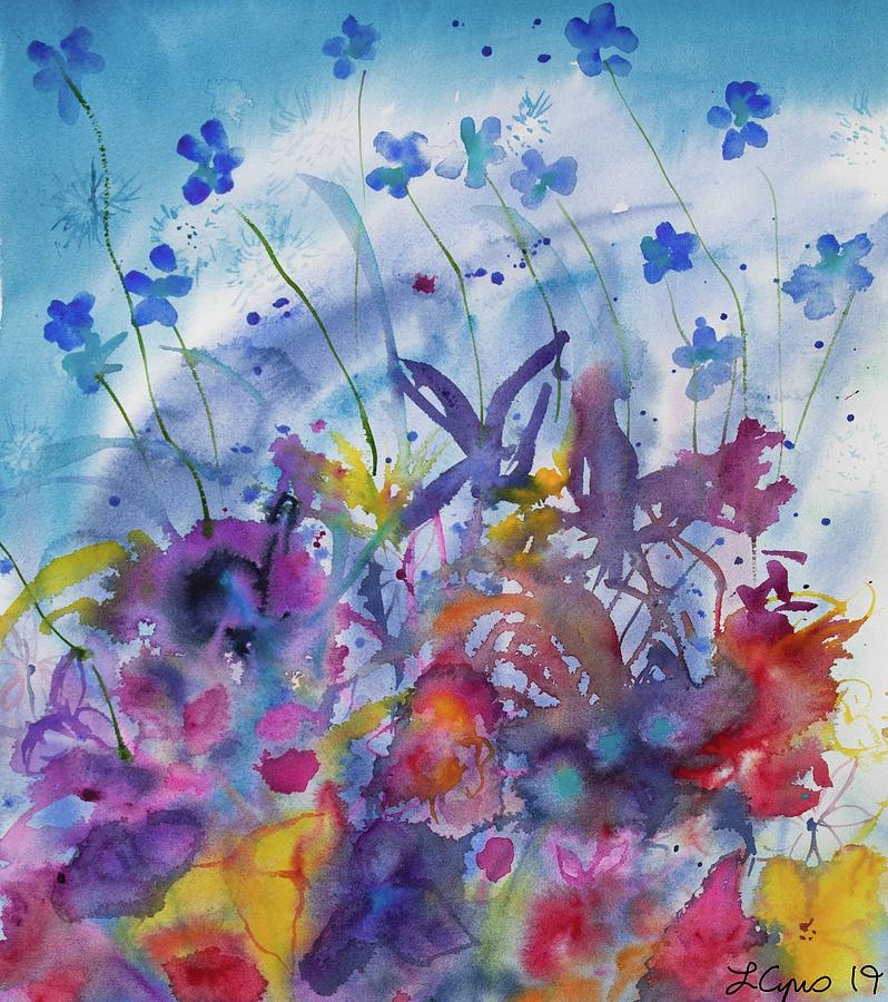 Watercolor - Colorful Flower Abstract Painting by Cascade Colors