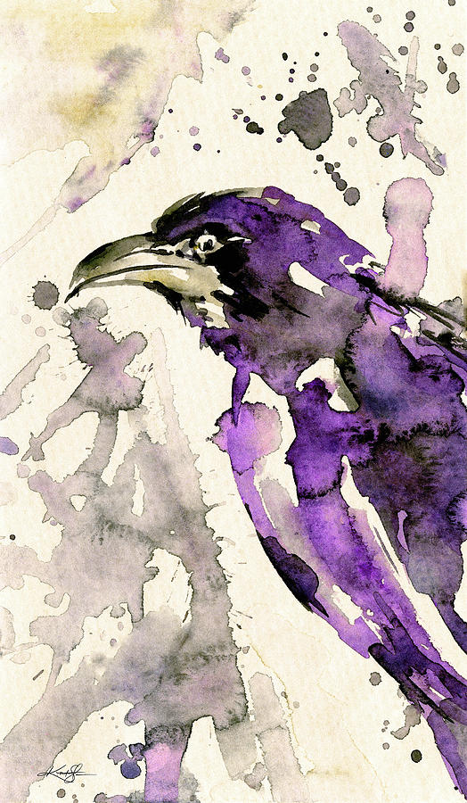 Watercolor Crow Sketch No. 6a Painting
