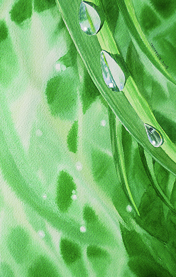 Watercolor Dew Drops Painting by Irina Sztukowski