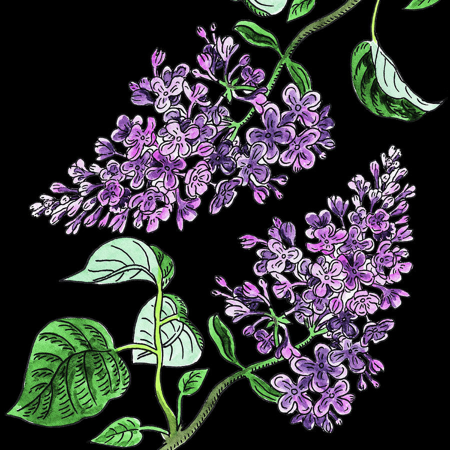 Watercolor Flower Lilac Painting by Irina Sztukowski