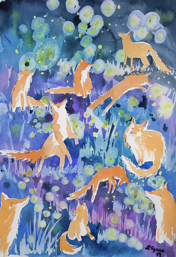 Watercolor - Fox and Firefly Design Painting by Cascade Colors