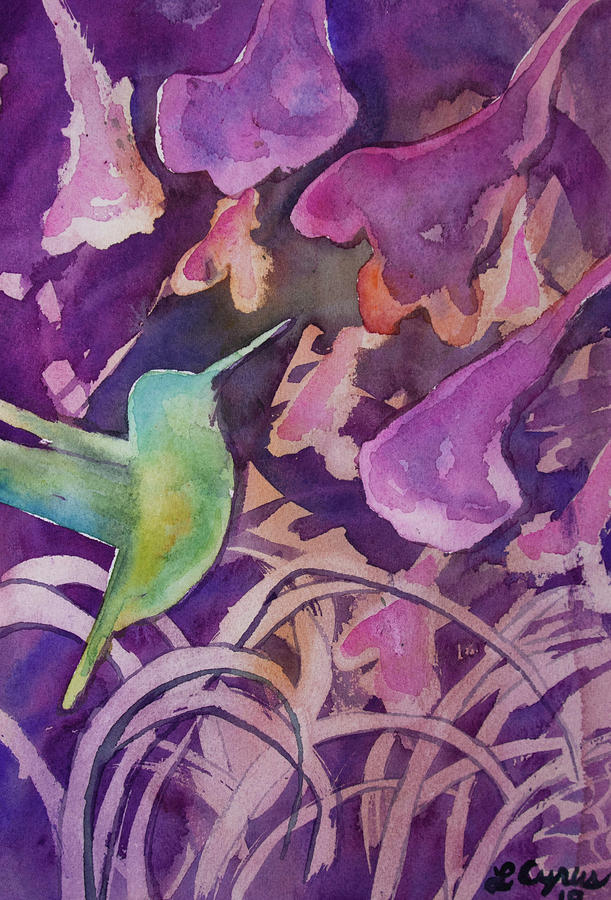 Watercolor - Hummingbird Design Painting by Cascade Colors