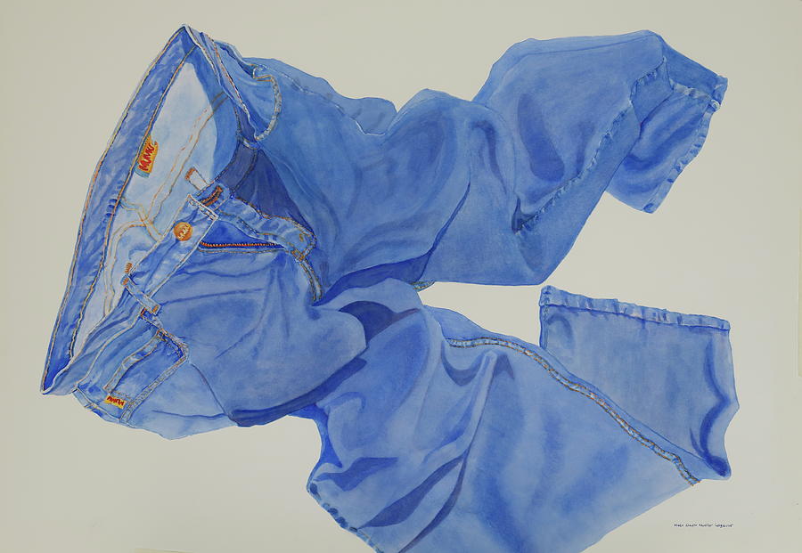 I Love My Jeans  Painting by Mary Ellen Mueller Legault