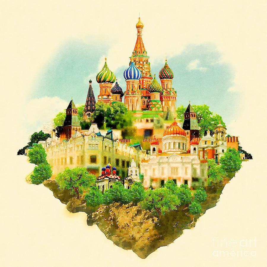 Symbol Digital Art - Watercolor Illustration Moscow Scene by Trentemoller Symbol Digital Art - Watercolor Illustration Moscow Scene by Trentemoller
