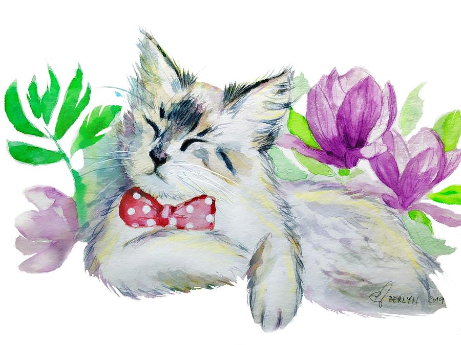 Watercolor Kitty Painting