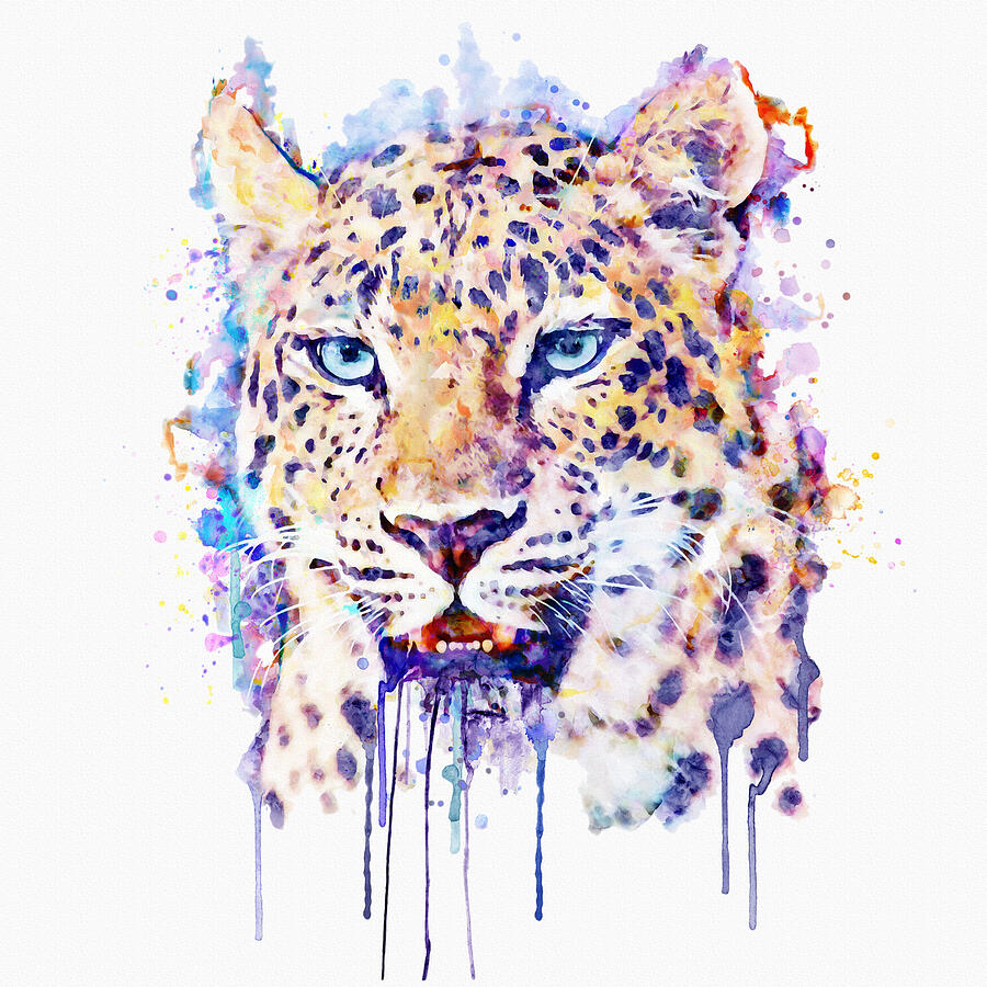 Watercolor Leopard Head by Marian Voicu