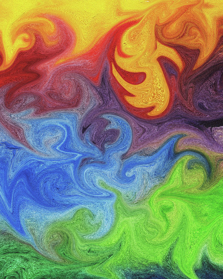 Watercolor Liquid Colorful Abstract VI Painting by Irina Sztukowski