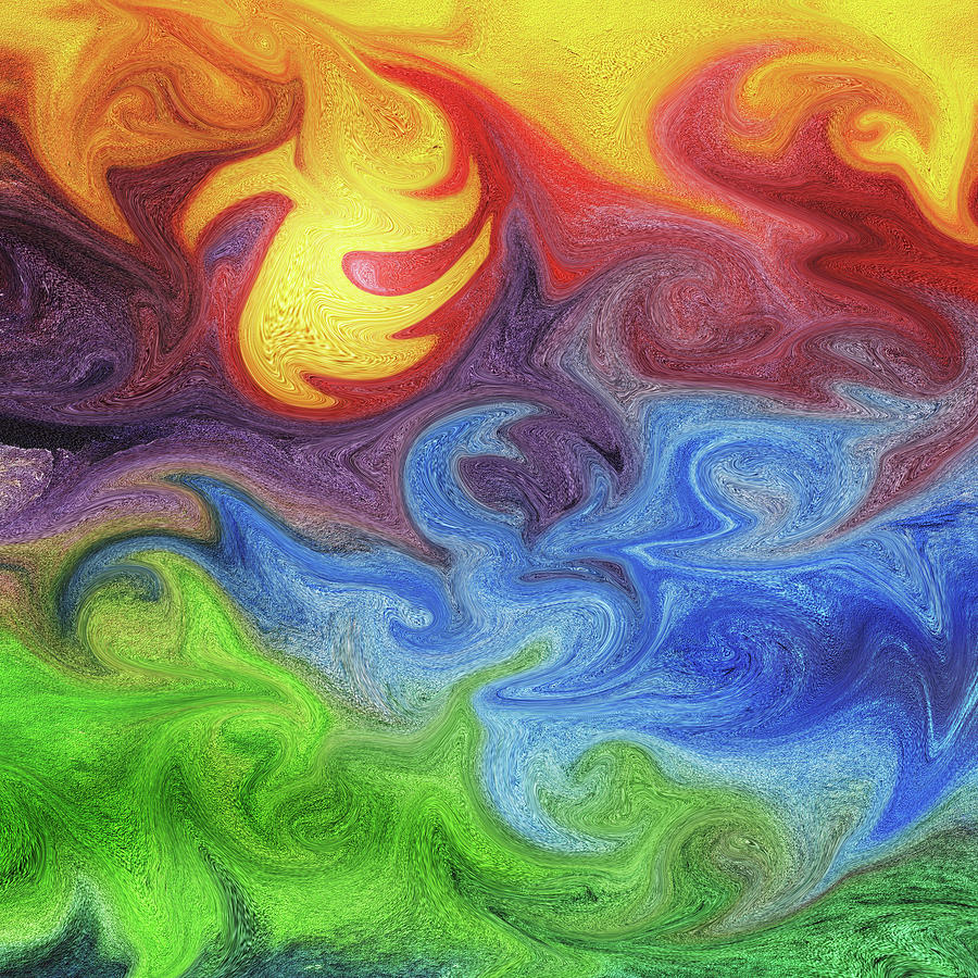Watercolor Liquid Colorful Abstract VII Painting by Irina Sztukowski