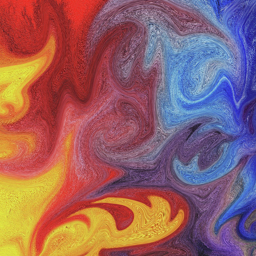 Watercolor Liquid Colorful Abstract XIII Painting by Irina Sztukowski