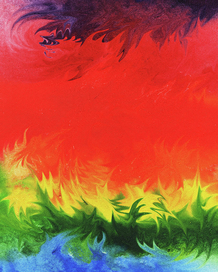 Watercolor Liquid Colorful Abstract XIV Painting by Irina Sztukowski