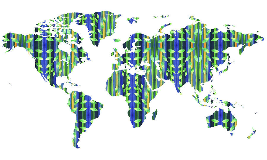 Watercolor Map Make The World Green Painting by Irina Sztukowski