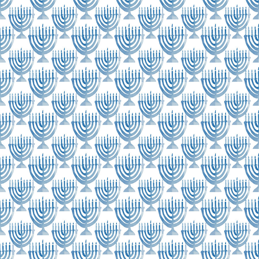 Hanukkah Digital Art - Watercolor Menorahs- Art by Linda Woods by Linda Woods