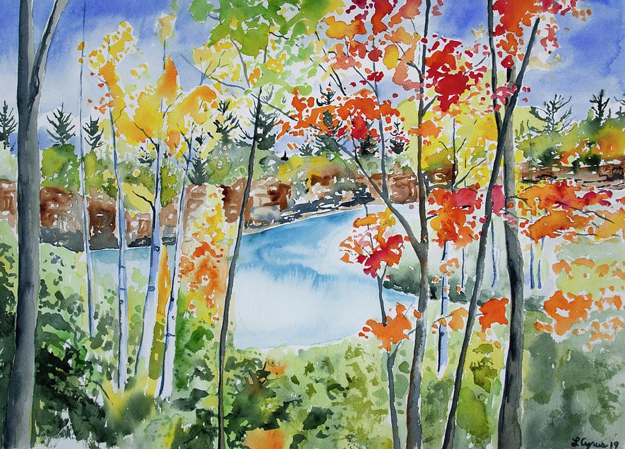 Watercolor - Northern Minnesota Autumn Painting by Cascade Colors