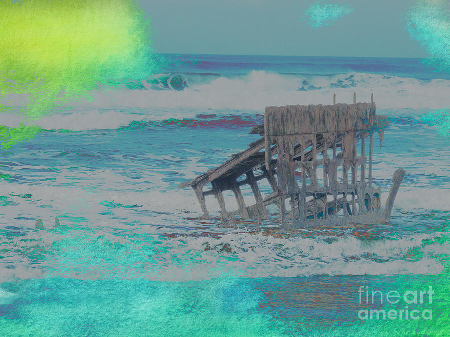 Abstract Mixed Media - Watercolor of The Wreck of Peter Iredale by Beverly Guilliams
