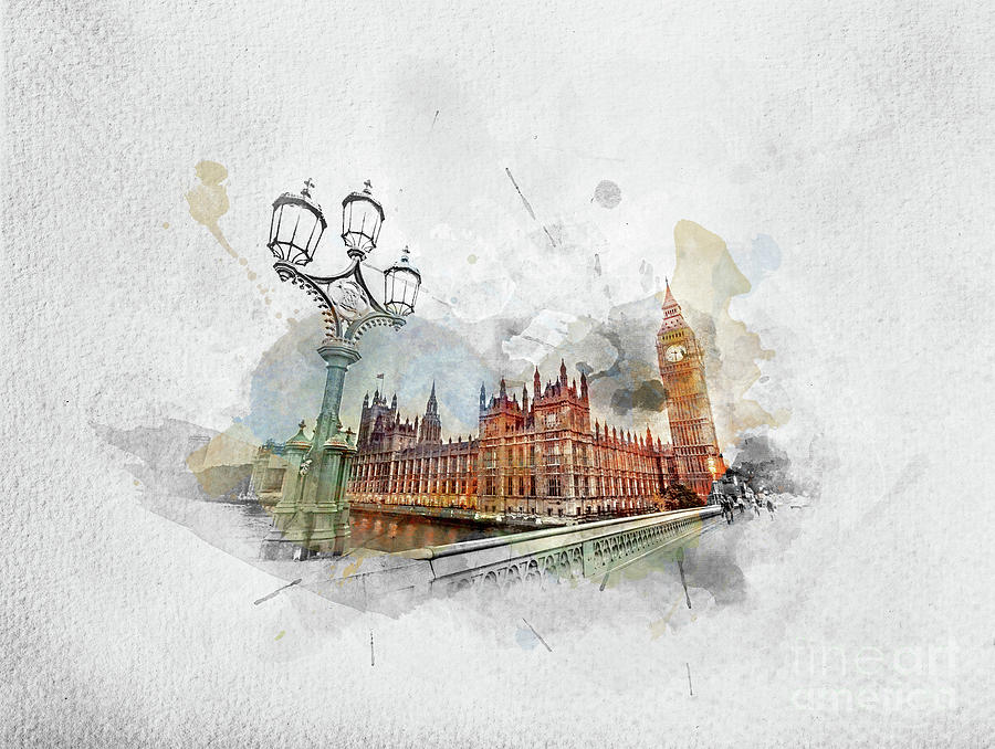 Watercolor painting of Big Ben, London the UK Photograph by Michal Bednarek