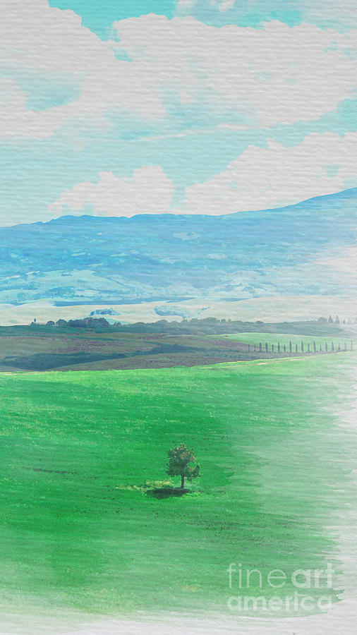 Nature Painting - Watercolor painting of the Chianti hills by Settanta Sette