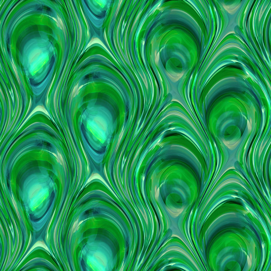 Pattern Photograph - Watercolor Peacock Pattern Green by Cora Niele