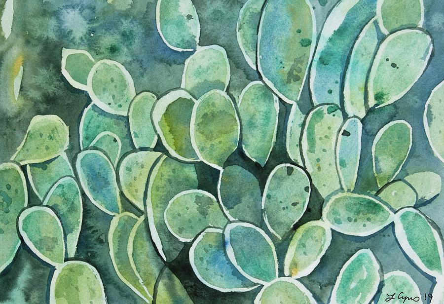 Watercolor - Prickly Pear Design Painting by Cascade Colors