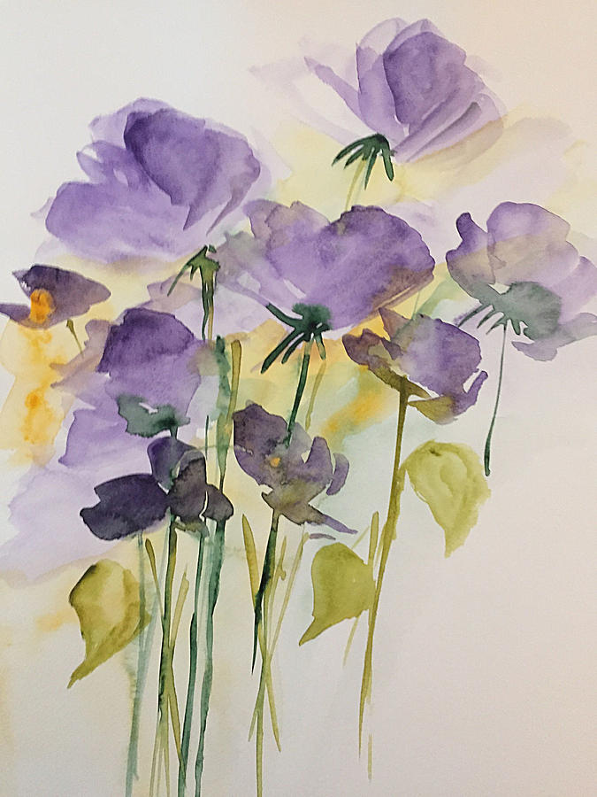 watercolor purple wild Flowers Painting by Britta Zehm