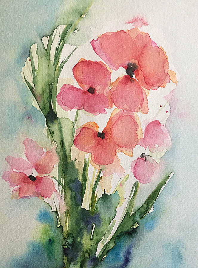 Watercolor Red Poppies Painting by Britta Zehm