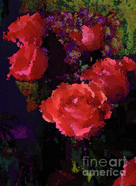 Watercolor Roses Orange with Purple Photograph by Corinne Carroll