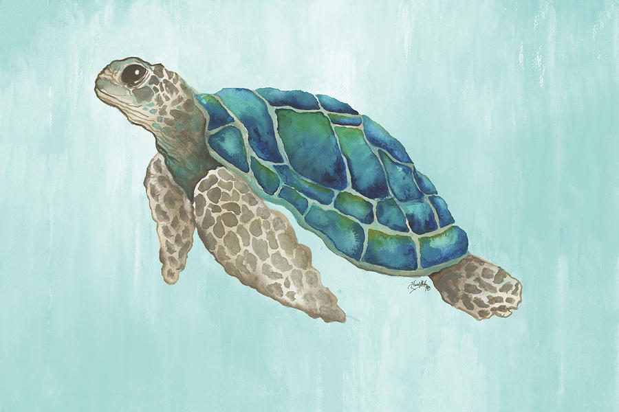 Watercolor Sea Turtle Mixed Media by Elizabeth Medley